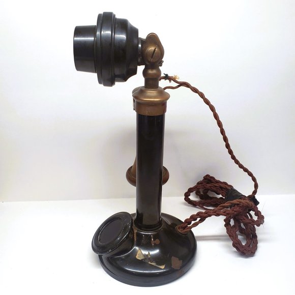 Antique Non Dialing Candlestick Phone Telephone Brass Bakelite PL 234 No 22 - Picture 4 of 16